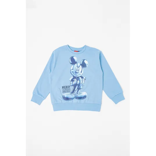 Original Marines, Bluza de trening cu imprimeu cu Mickey Mouse, Albastru glaciar, 152 CM