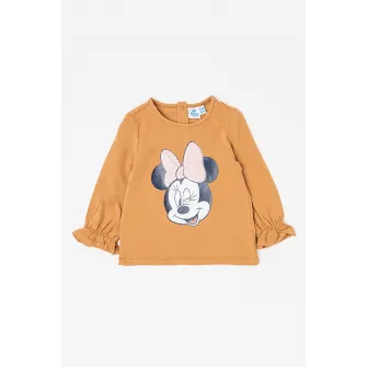 Original Marines, Bluza din amestec de bumbac cu Minnie Mouse, Negru, Roz pastel, Maro deschis, 74 CM