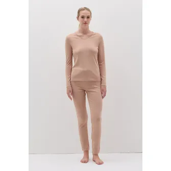 OVS, Bluza de pijama cu garnituri de dantela, Bej, XL