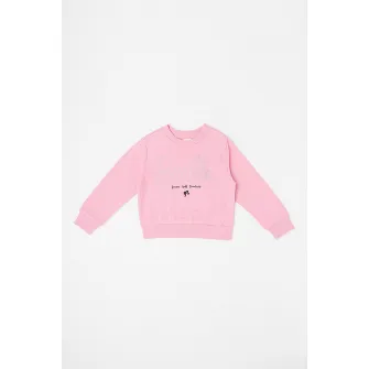 OVS, Bluza de trening cu aplicatii text, Roz, 104 CM