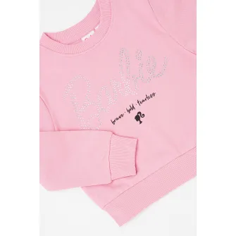 OVS, Bluza de trening cu aplicatii text, Roz, 116 CM