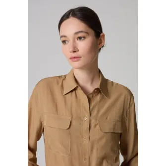 OVS, Camasa relaxed fit de satin, Maro nisip, XL