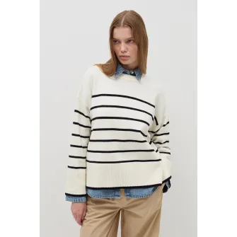 OVS, Pulover in dungi cu margini striate, Negru, Alb, L