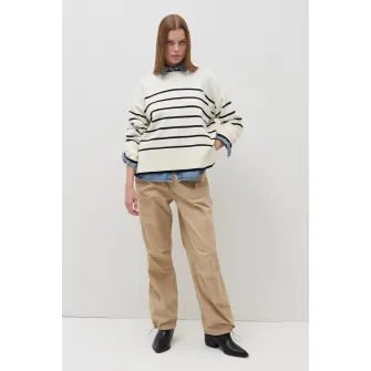 OVS, Pulover in dungi cu margini striate, Negru, Alb, L