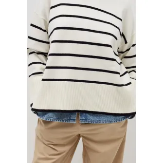 OVS, Pulover in dungi cu margini striate, Negru, Alb, L