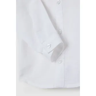 OVS, Set de camasa din amestec de in si pantaloni scurti, Verde masliniu, Alb optic, 86 CM
