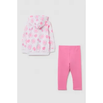 OVS, Trening din amestec de bumbac cu model floral, Roz, 74 CM