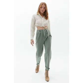 OXXO, Camasa crop din amestec de modal, Alb fildes, XL