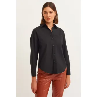 OXXO, Camasa regular fit din amestec de bumbac, Negru, XS
