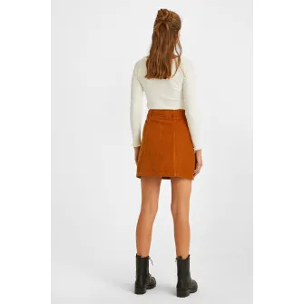 OXXO, Fusta din reiat cu croiala in A, Caramel, S