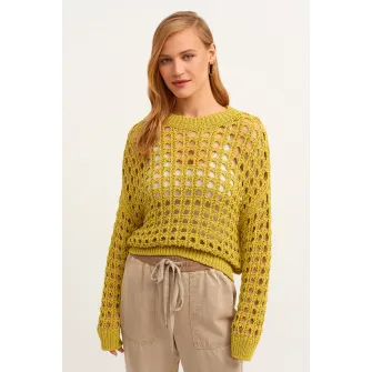 OXXO, Pulover cu decupaje, Verde lime, M