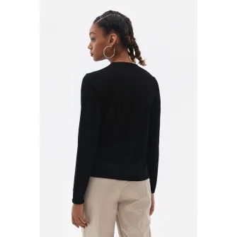 OXXO, Pulover tricotat fin cu decolteu in V, Negru, M