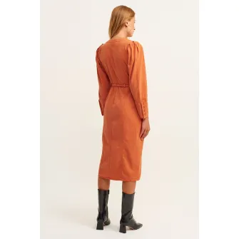 OXXO, Rochie din amestec de lyocell cu maneci bufante, Portocaliu mandarina, S