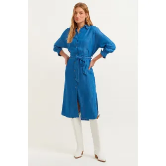 OXXO, Rochie midi din amestec de lyocell Marcell, Albastru, XS