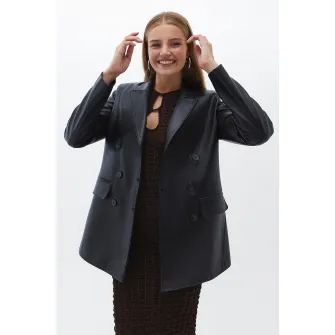 OXXO, Sacou de piele ecologica, Negru, XL