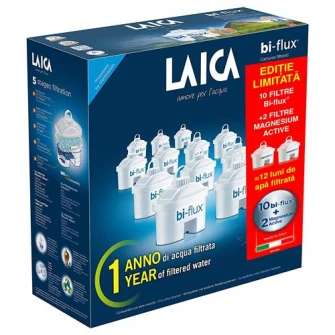 Pachet 10 cartuse filtrante Laica Bi-flux + 2 cartuse Magnesium Active