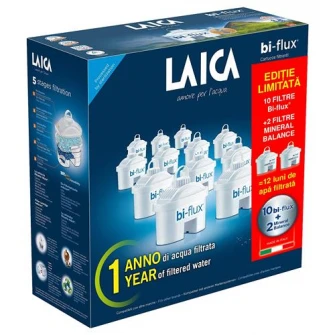Pachet 10 cartuse filtrante Laica Bi-flux + 2 cartuse Mineral Balance