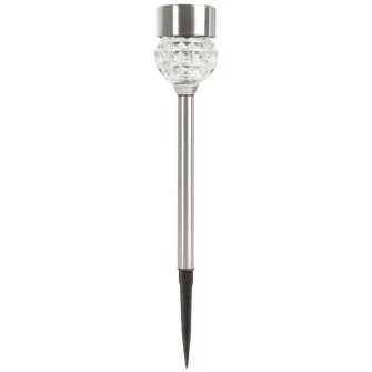 Pachet 12 lampi solare LED de exterior pentru gradina Garden of Eden, senzor crepuscular, acumulator 40 mAh, metal satinat + sticla, 370 mm