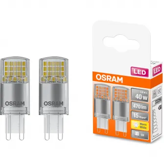 Pachet 2 becuri LED Osram Pin CL40, G9, 3.8W (40W), 470 lm, lumina calda