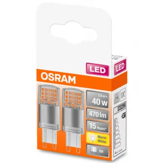 Pachet 2 becuri LED Osram Pin CL40, G9, 3.8W (40W), 470 lm, lumina calda