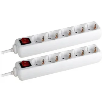 Pachet 2 prelungitoare Bachmann SELLY, 5 prize, cu protectie copii, intrerupator, cordon 5m, Alb