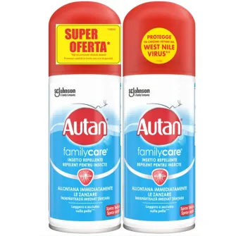 Pachet 2x spray anti-intepaturi insecte Autan Family Care, 2 x 100 ml