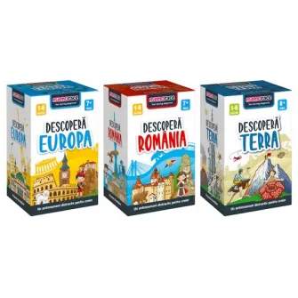 Pachet 3 jocuri educative Memorace - Descoperă Europa, Romania si Terra
