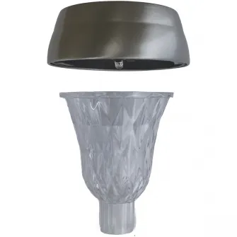 Pachet 4 lampi solare LED de exterior pentru gradina Kring, dispersor cu model, 0.06W, 3lm, 200mAh, inox si plastic, ø8.5x36cm