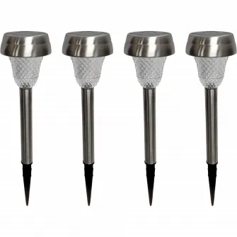 Pachet 4 lampi solare LED de exterior pentru gradina Star-Light, 0.06W, 2 lm, 300mAh, Inox, 36cm