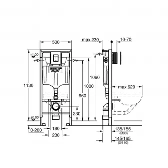 Pachet 5in1 WC Grohe Solido Edge 39817000, cadru, Rimless, SoftClose, elemente montaj, placa actionare, Alb/Crom