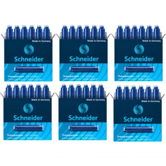 Pachet 6 cutii Patroane stilou Schneider, 6/cutie, albastru