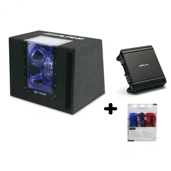 Pachet Alpine SBG-1244BP Subwoofer Bandpass 30cm (12") + MRV-M250 amplificator 1 canal + 350940 kit cabluri Aiv 10mm?