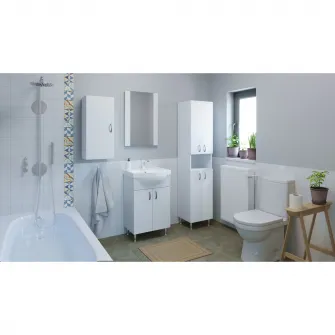 Pachet baza mobilier si lavoar Badenmob 001 ECO, 50cm, ALB