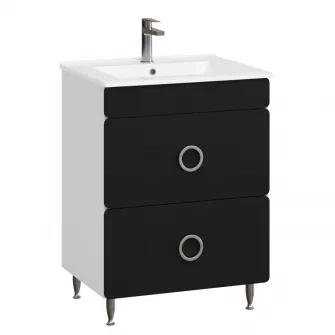 Pachet baza mobilier si lavoar Badenmob 080, front MDF vopsit, laterale PAL, 60cm, negru