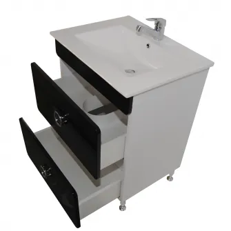 Pachet baza mobilier si lavoar Badenmob 080, front MDF vopsit, laterale PAL, 60cm, negru