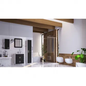 Pachet baza mobilier si lavoar Badenmob 080, front MDF vopsit, laterale PAL, 60cm, negru