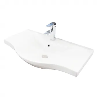 Pachet baza mobilier si lavoar Badenmob 187, front MDF vopsit, laterale PAL, 80cm, alb