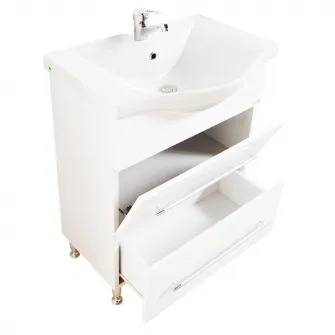 Pachet baza mobilier si lavoar Badenmob 187, front MDF vopsit, laterale PAL, 65cm, alb