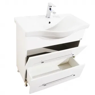 Pachet baza mobilier si lavoar Badenmob 187, front MDF vopsit, laterale PAL, 80cm, alb