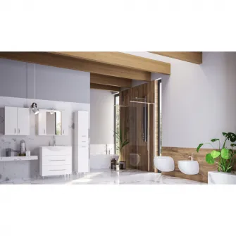 Pachet baza mobilier si lavoar Badenmob 187, front MDF vopsit, laterale PAL, 65cm, alb