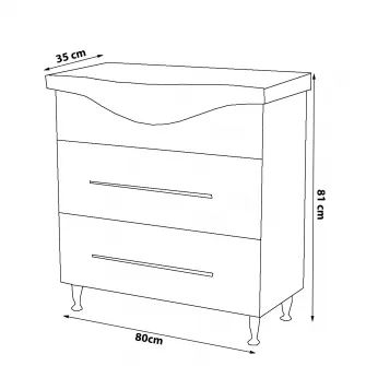 Pachet baza mobilier si lavoar Badenmob 187, front MDF vopsit, laterale PAL, 80cm, alb