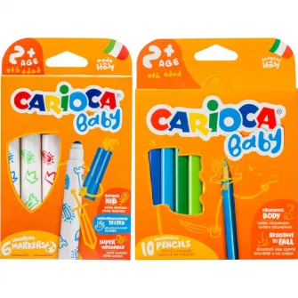 Pachet Carioca Baby Marker 2+ 6 buc/set + Creioane color Baby 2+ 10 buc/set