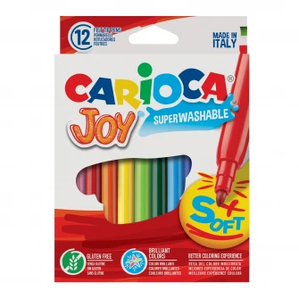 Pachet Carioca Joy Superwashable 12/set + Creioane color cu guma Tita Erasable Carioca 12/set