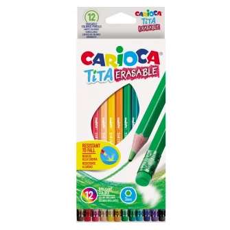 Pachet Carioca Joy Superwashable 12/set + Creioane color cu guma Tita Erasable Carioca 12/set