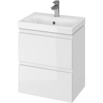 Pachet Cersanit 983 MODUO SLIM S801-229-DSM, dulap, 2 sertare, inchidere lenta, manere ascunse + lavoar, 49.4 x 34.5 x 57 cm
