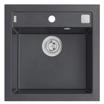 Pachet chiuveta algranit Alveus Formic 20, 520x510mm, sifon pop-up inclus + Baterie Kati, Negru