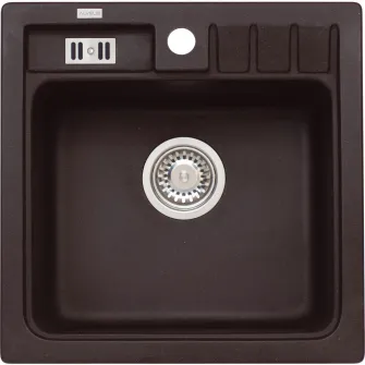 Pachet chiuveta algranit Alveus Niagara 20 + Baterie Nela, material compozit, 465x465x180 mm, Negru