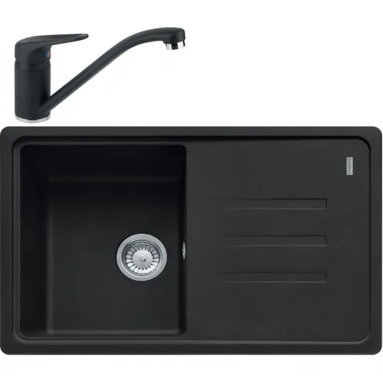 Pachet chiuveta Franke BSG 611-78, adancime cuva 200mm, 780x435mm + Baterie Novara Plus, Negru