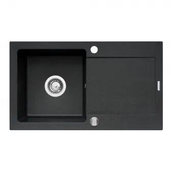 Pachet chiuveta granit + Baterie bucatarie Pyramis, 760x440mm, adancime 170mm, montare pe blat, Negru