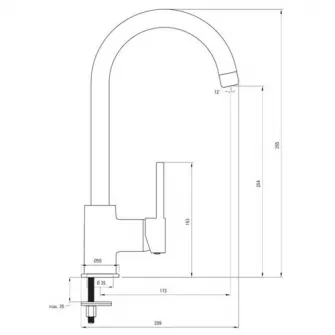 Pachet chiuveta Kring + baterie Kring Sevilla, compozit granit, 480mm, adancime 180mm, montare pe blat, Negru